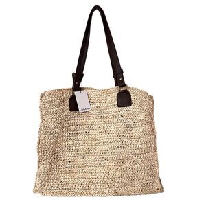 LUSANA Soleil Rattan Large Tote‎ Bag NWT